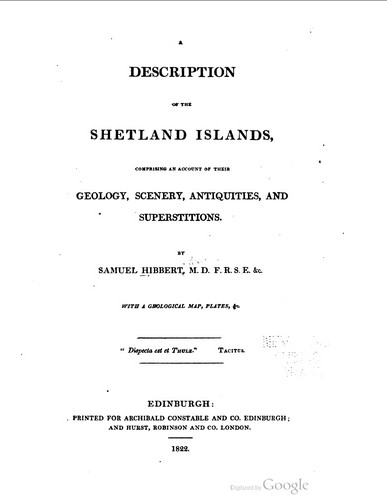 1822 - Description Of The Shetland Islands- Hibbert